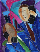 Image of person on phone; Size=130 pixels wide